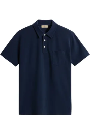 Woolrich Tops, Heren, Blauw, L, Blauw Poloshirt met Borstzak