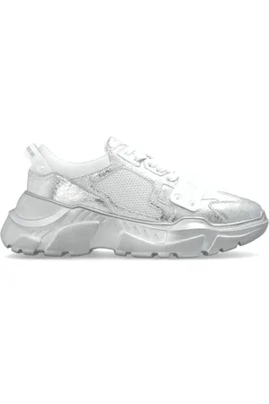 VERSACE Schoenen, Heren, Wit, 42 EU, Leer, Sneakers met bedrukt logo