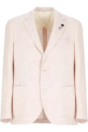 LARDINI Jassen, Heren, Roze, 2Xl, Wol, Roze Linnen en Wol Jas