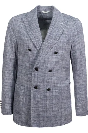 Circolo Jassen, Heren, Blauw, L, Katoen, Blauwe Peak Revers Katoenen Blazer