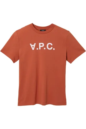 A.P.C. Tops, Heren, Bruin, L, Katoen, Katoenen T-shirt met logo op de voorkant