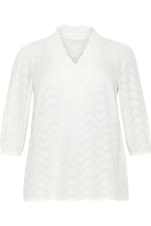 Kaffe Blouses & Shirts, Dames, Wit, 6Xl, Krijt Blouse met ¾ Mouwen