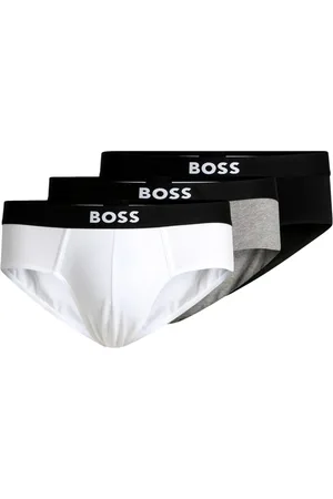 HUGO BOSS Ondergoed, Heren, Veelkleurig, XL, Katoen, Heren Katoenen Stretch Hip Briefs Pak van 3 Wit Grijs Zwart