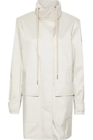 Moncler Mantels, Dames, , XS, Leer, Lichtbeige Parka Jas met Trekkoord in de Taille