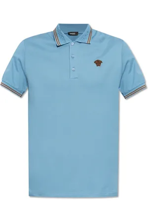 VERSACE Tops, Heren, Blauw, S, Katoen, Katoenen polo