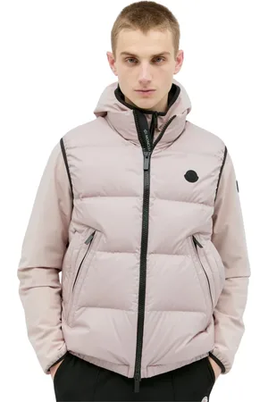 Moncler Jassen, Heren, Roze, S, Gewatteerde Gilet met Logopatch