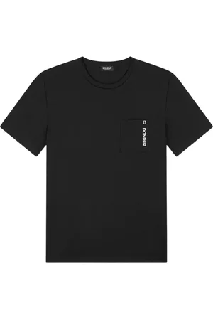 Dondup Tops, Heren, Zwart, M, Jersey ronde hals t-shirt met logozak