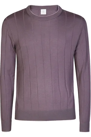 ELEVENTY Truien, Heren, Paars, 2Xl, Wol, Merino Crewneck Sweater