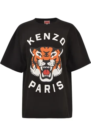Kenzo Tops, Heren, Zwart, L, Katoen, Katoenen Logo T-shirt