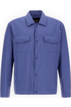 HERNO Jassen, Heren, Blauw, XL, Ecoage Glad Shacket Jas