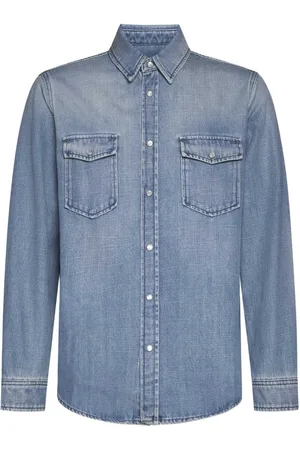 Saint Laurent Overhemden, Heren, Blauw, M, Denim, Denim Classic Collar Shirt
