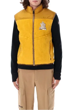 Moncler Jassen, Heren, Geel, S, Nylon, Gele Zip-Up Bodywarmer Bovenkleding