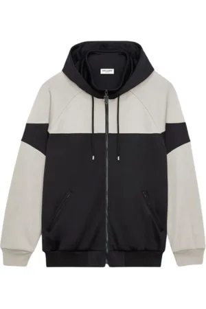 Saint Laurent Sweatshirts & Hoodies, Heren, Zwart, XL, Katoen, Hoodie met ritssluiting en borduursel