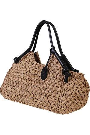 ELEVENTY Tassen, Dames, Bruin, ONE Size, Leer, Handgeweven Leren Tas