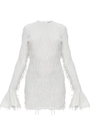 ROTATE Kleedjes, Dames, Wit, S, Polyester, Fringe Jurk