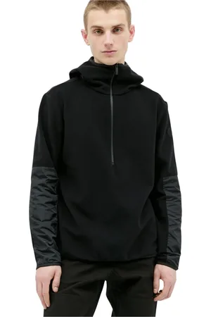 Moncler Sweatshirts & Hoodies, Heren, Zwart, M, Katoen, Tech Panel Hooded Sweatshirt