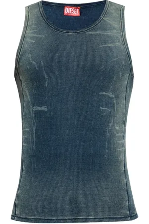 Diesel Tops, Dames, Blauw, L, Blauw Mouwloos Hemd