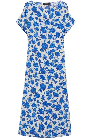 Max Mara Kleedjes, Dames, Blauw, XS, Zijden Crêpe de Chine Jurk