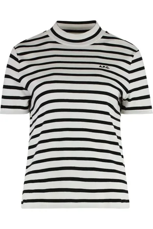 A.P.C. Tops, Dames, Veelkleurig, S, Katoen, Katoenen T-shirt met ronde hals en logo