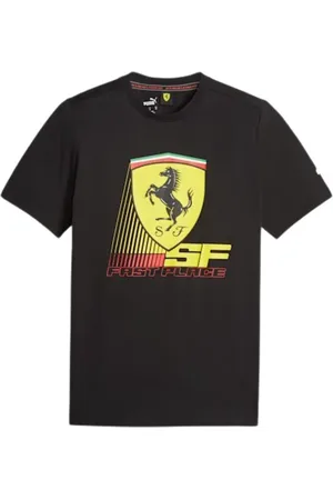 PUMA Tops, Heren, Zwart, L, Ferrari T-shirt Rood Klassiek Stijl