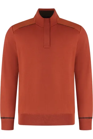 Paul & Shark Truien, Heren, Oranje, XL, Wol, Ribgebreide coltrui van zuivere wol