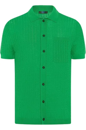 Kiton Overhemden, Heren, Groen, M, Wol, Wol Zijde Gebreid Shirt
