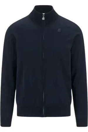 K-Way Truien, Heren, Blauw, M, Katoen, Blauw shirt met lange mouwen en rits