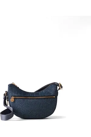 Borbonese Tassen, Dames, Blauw, ONE Size, Denim, Geometrische Eco Line Denim Crossbody Tas