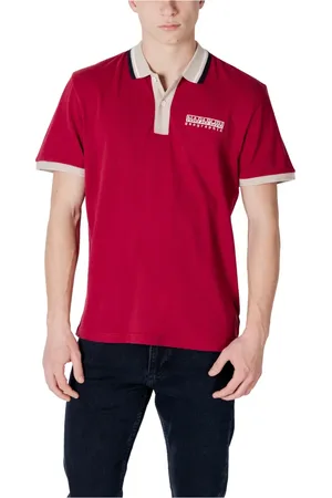 Napapijri Tops, Heren, Rood, S, Katoen, Heren polo shirt met korte mouwen
