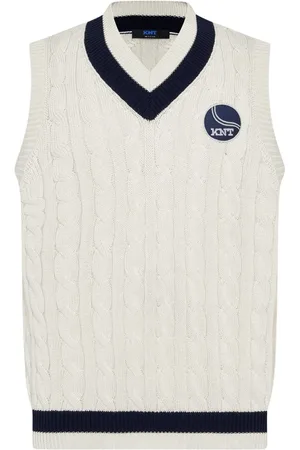 Kiton Truien, Heren, Wit, S, Katoen, Gevlochten Katoenen Trui Vest
