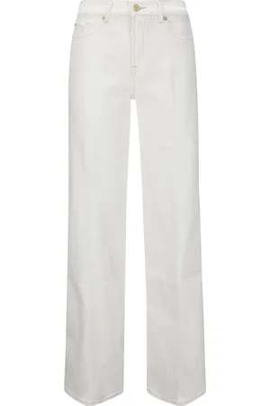 7 for all Mankind Jeans, Dames, Wit, W23, Katoen, Flared Stretch Katoenen Jeans