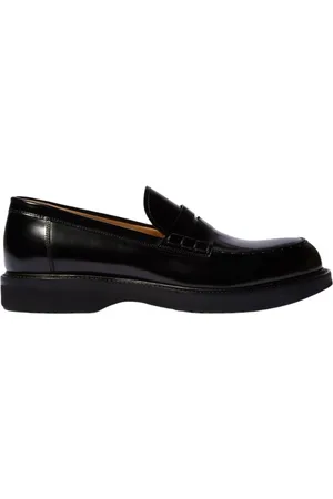 Scarosso Schoenen, Heren, Zwart, 42 EU, Leer, Zwarte Leren Penny Loafers met Geborstelde Finish