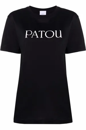 Patou Tops, Dames, Zwart, M, Katoen, Zwarte Logo Print Sweater