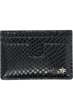 Tom Ford Accessoires, Heren, Zwart, ONE Size, Leer, Zwarte Python Kaarthouder Portemonnee