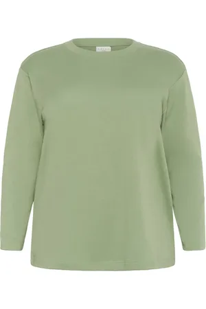 Kaffe Tops, Dames, Groen, XL, Katoen, Groene Sweatshirt met Slimme Print