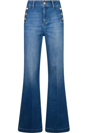Liu Jo Jeans, Dames, Blauw, 8Xl, Katoen, Hoge Taille Flare Jeans Blauwe Sterren