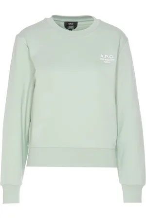 A.P.C. Sweatshirts & Hoodies, Dames, Groen, M, Katoen, Sweatshirt met geborduurd logo en ronde hals