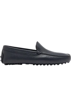 Scarosso Schoenen, Heren, Blauw, 46 EU, Leer, Blauwe leren driving loafers