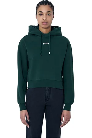 Jacquemus Sweatshirts & Hoodies, Dames, Groen, XS, Katoen, Logo Motief Katoenen Hoodie