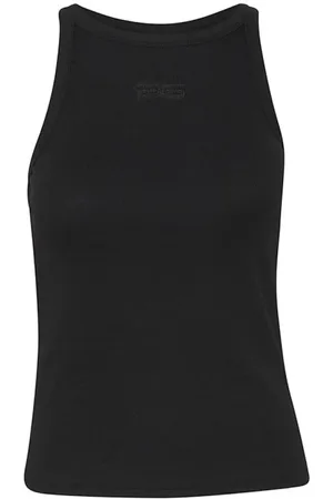 Gestuz Tops, Dames, Zwart, XL, Katoen, Rhinestone Logo Tank Top