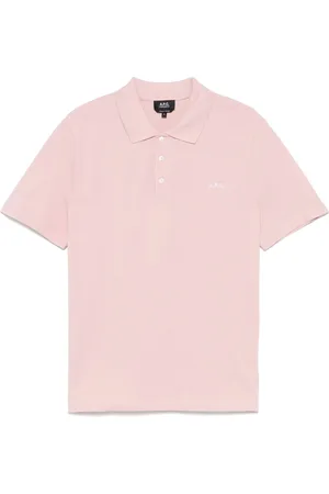 A.P.C. Tops, Heren, Roze, XL, Katoen, Katoenen polo shirt met 3 knopen