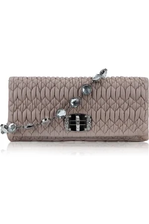 Miu Miu Tassen, Dames, Bruin, ONE Size, Leer, Schoudertas met metalen ketting