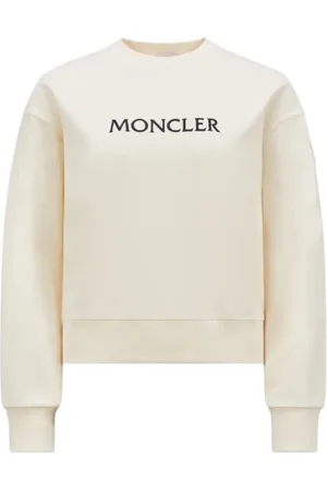 Moncler Sweatshirts & Hoodies, Dames, Wit, S, Katoen, Sweatshirt van katoen met geborduurd logo