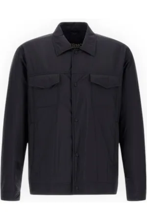 HERNO Jassen, Heren, Blauw, M, Ecoage Glad Shirtjas