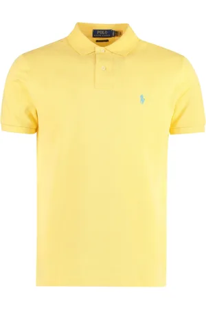 Ralph Lauren Tops, Heren, Geel, L, Katoen, Slim Fit Katoenen Polo Shirt