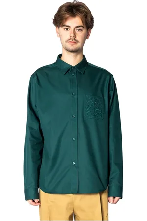 Loewe Overhemden, Heren, Groen, L, Donkergroen Overhemd Klassieke Kraag Knoopsluiting