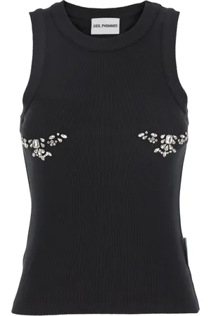 Des Phemmes Tops, Dames, Zwart, XS, Katoen, Klassieke Tanktop in Zwart