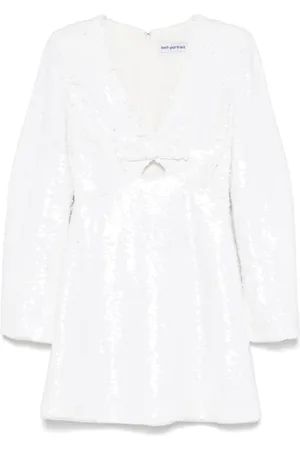 Self-Portrait Kleedjes, Dames, Wit, 2Xs, Polyester, Witte Mini Jurk met Cut Out Detail