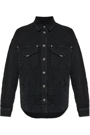 VERSACE Jassen, Heren, Zwart, M, Denim, Denim shirt met vintage effect