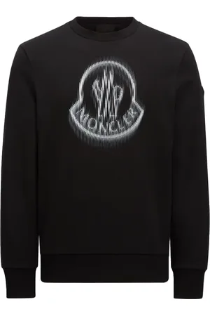 Moncler Sweatshirts & Hoodies, Heren, Zwart, M, Katoen, Blurred Logo Sweatshirt